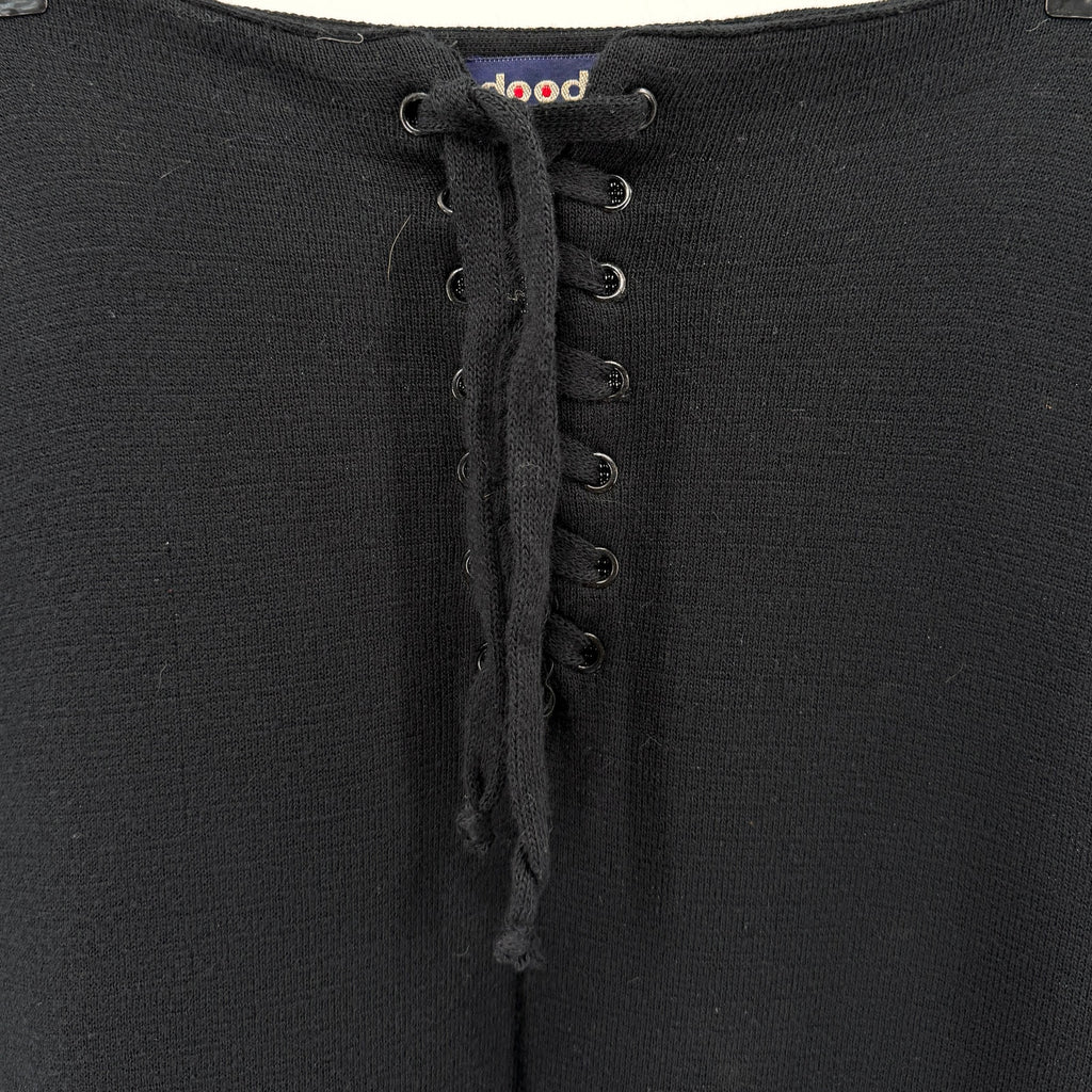 Vintage 70s Doodles by Jeannemarie Volk Black Heart Fringe Knit Midi Skirt