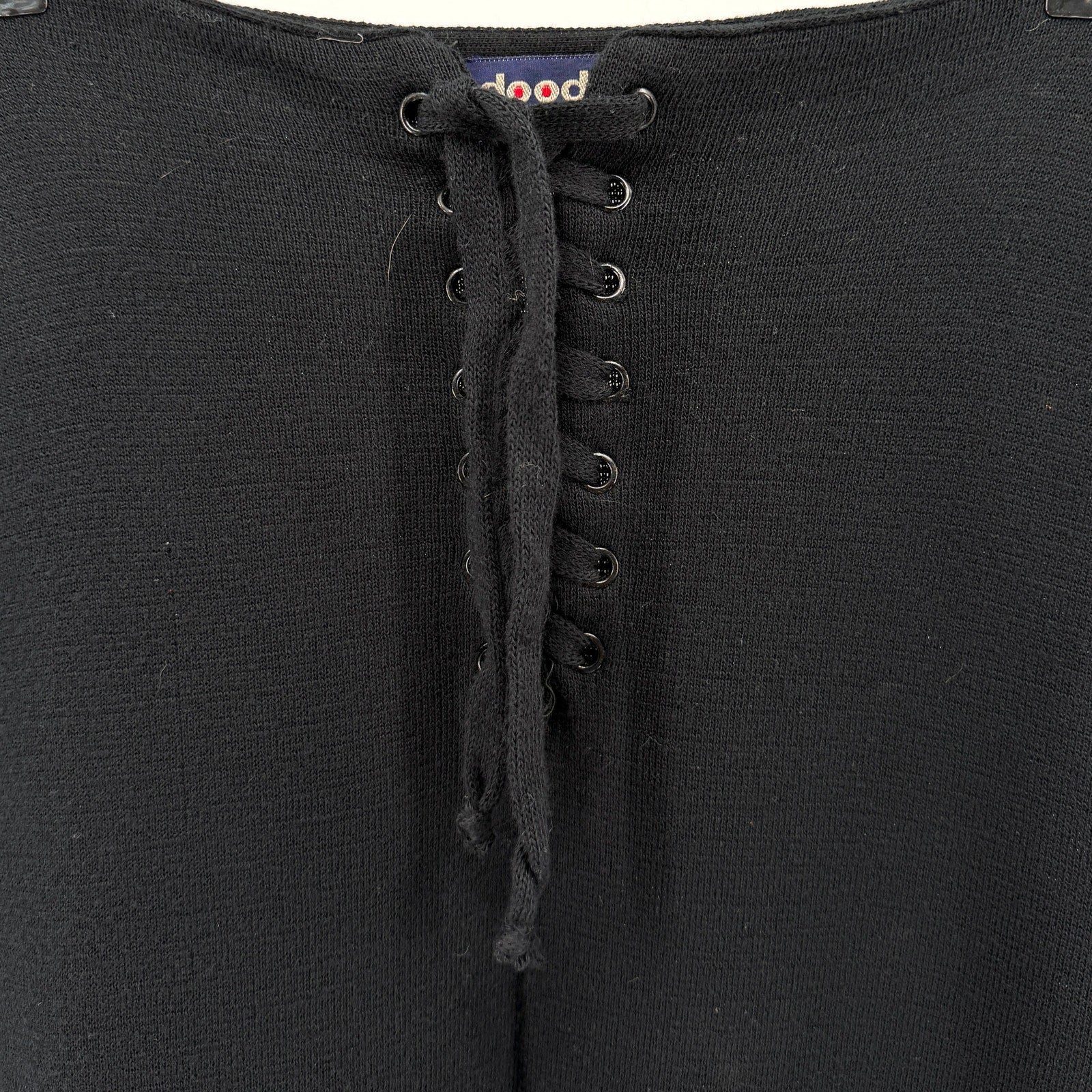Vintage 70s Doodles by Jeannemarie Volk Black Heart Fringe Knit Midi Skirt