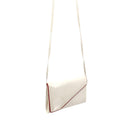 Vintage 80s White Red Genuine Leather Mod Minimalist Envelope Clutch Purse