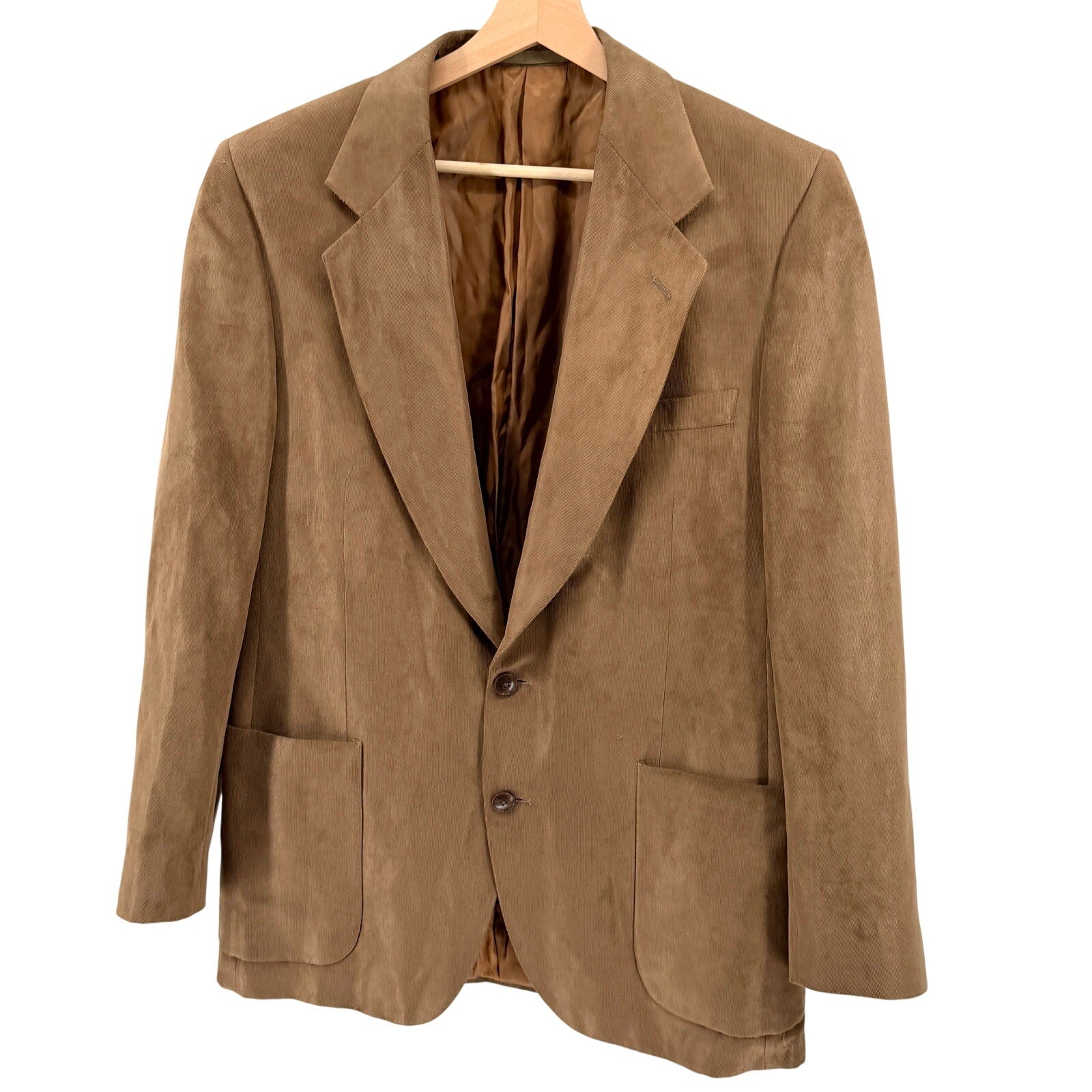 Vintage 90s Terzo Uomo Brown Velvet Two Button Menswear Blazer Jacket