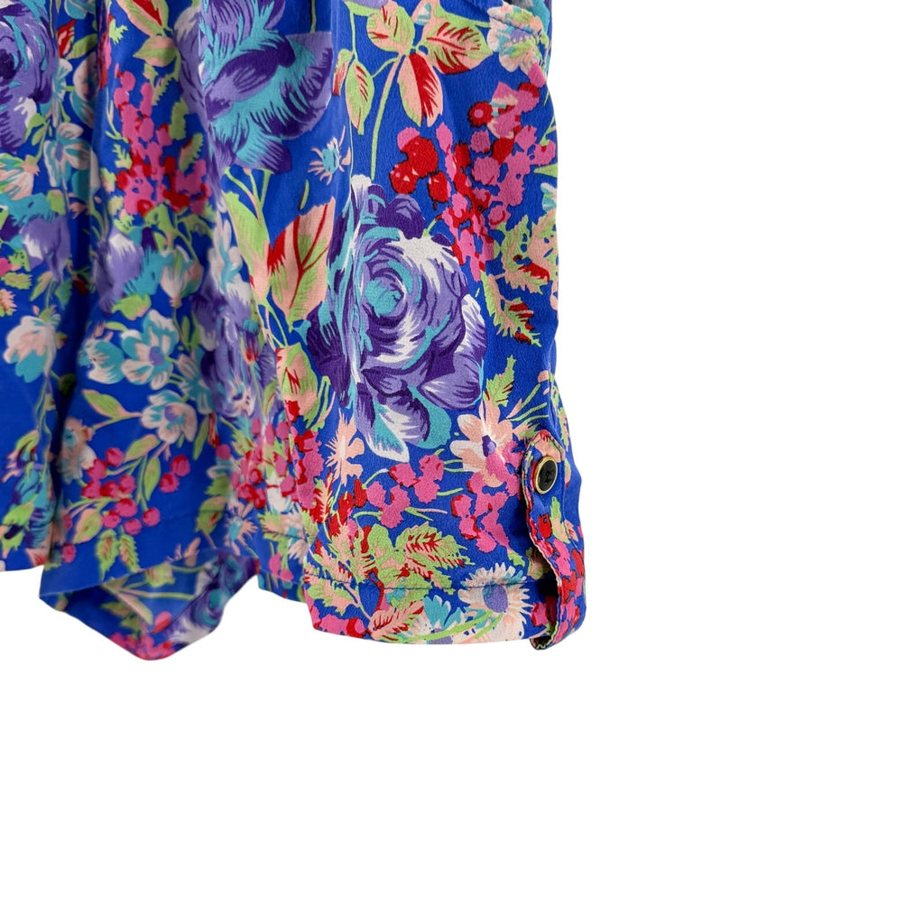 Yumi Kim Blue 100% Silk Floral Print Long Sleeve Wrap Romper