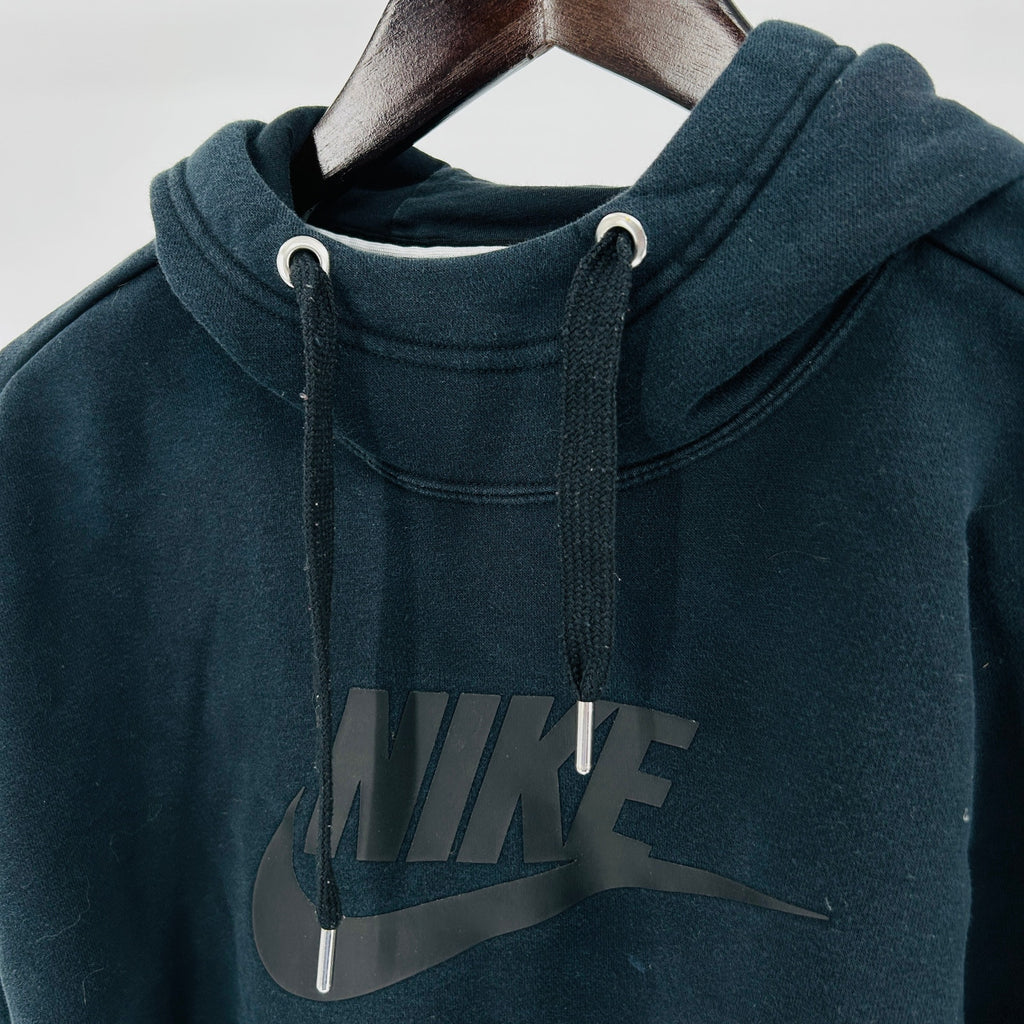 Nike Black Black on Black Logo Cropped Long Sleeve Sweatshirt Hoodie