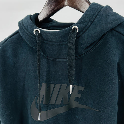 Nike Black Black on Black Logo Cropped Long Sleeve Sweatshirt Hoodie