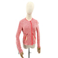 Rebecca Taylor Neon Red White Tweed Neon Fringe Moto Zipper Jacket