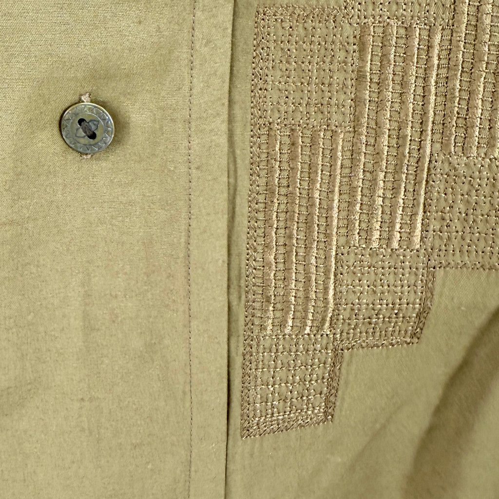 Vintage 90s Bugatchi Uomo Olive Green Embroidered Shirt