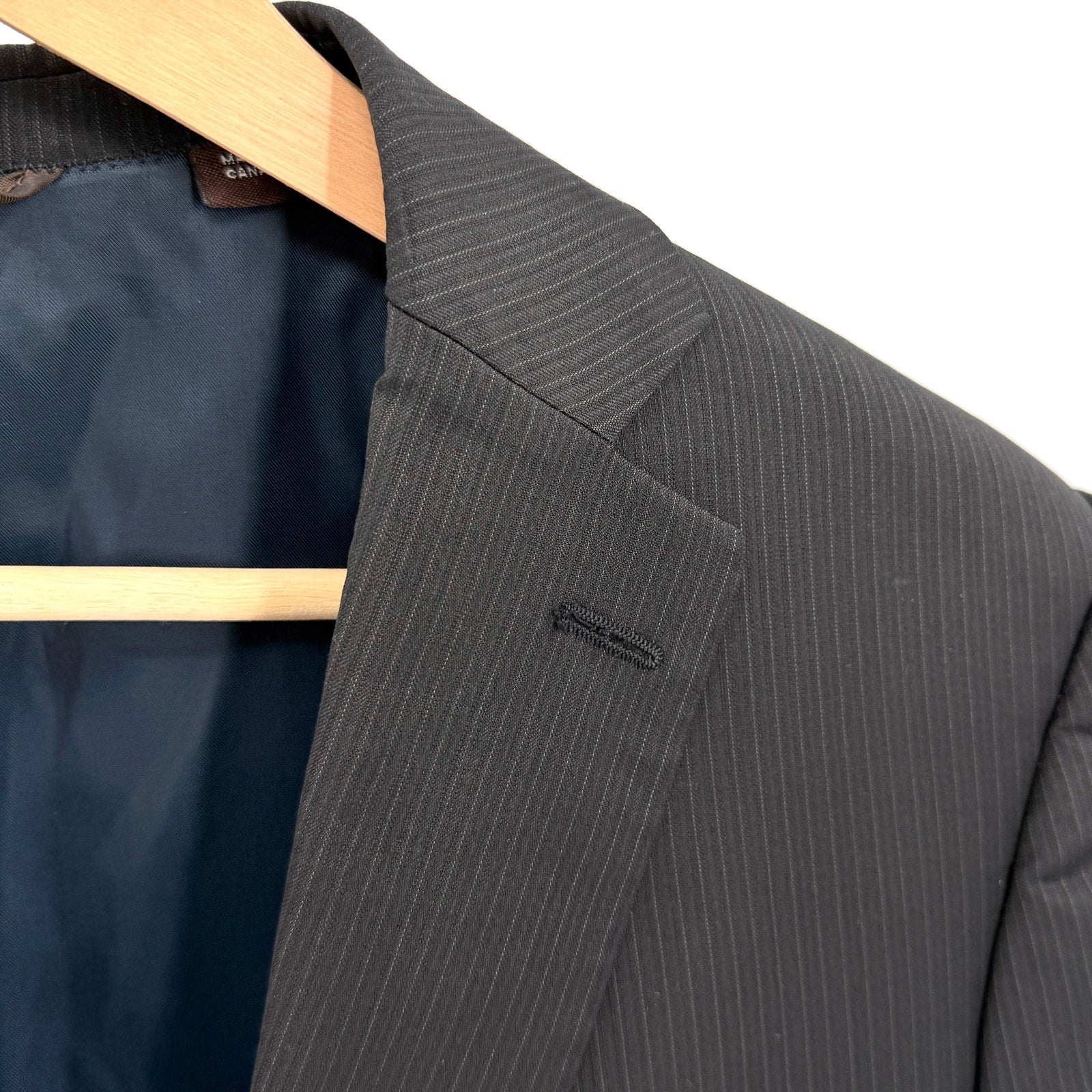 Michael Kors Charcoal Gray 100% Wool Pinstripe Sharp Tailored Blazer Jacket
