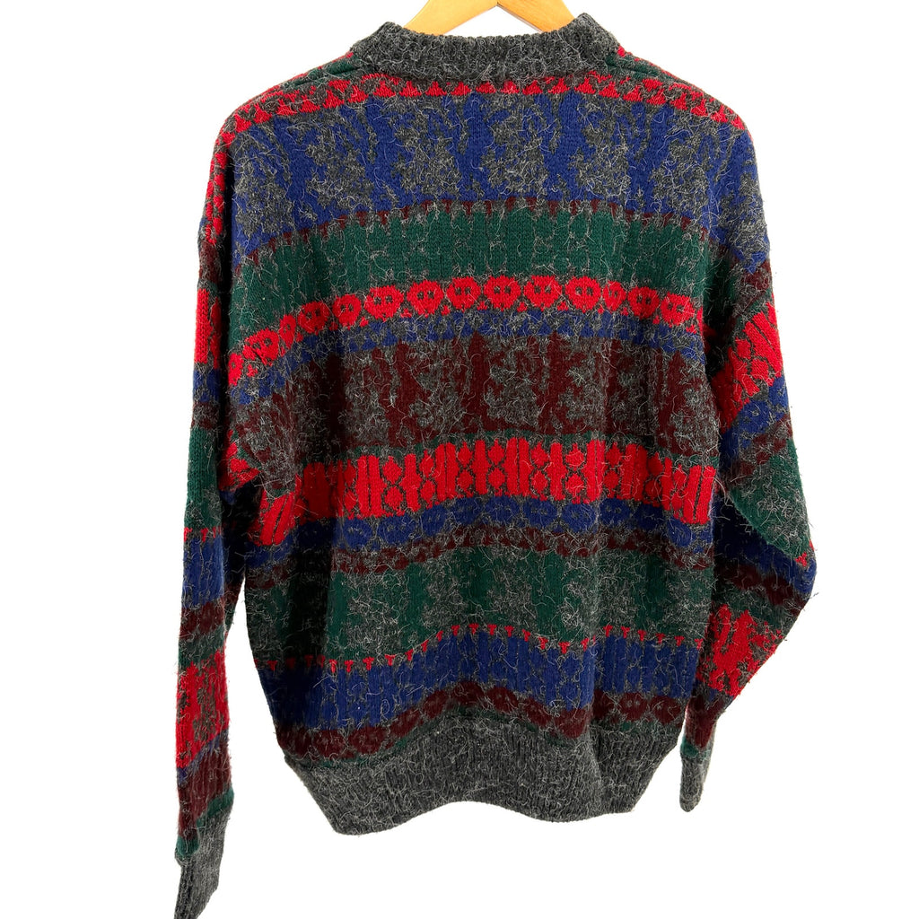 Vintage 80s Version Original Patterned Soft Wool Blend Crewneck Sweater