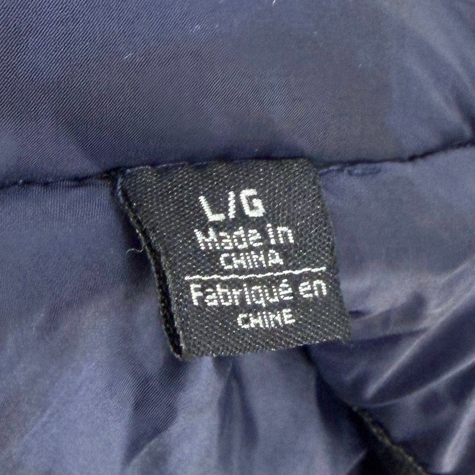 Buffalo David Bitton Navy Blue Denim Faux Shearling Puffer Jacket