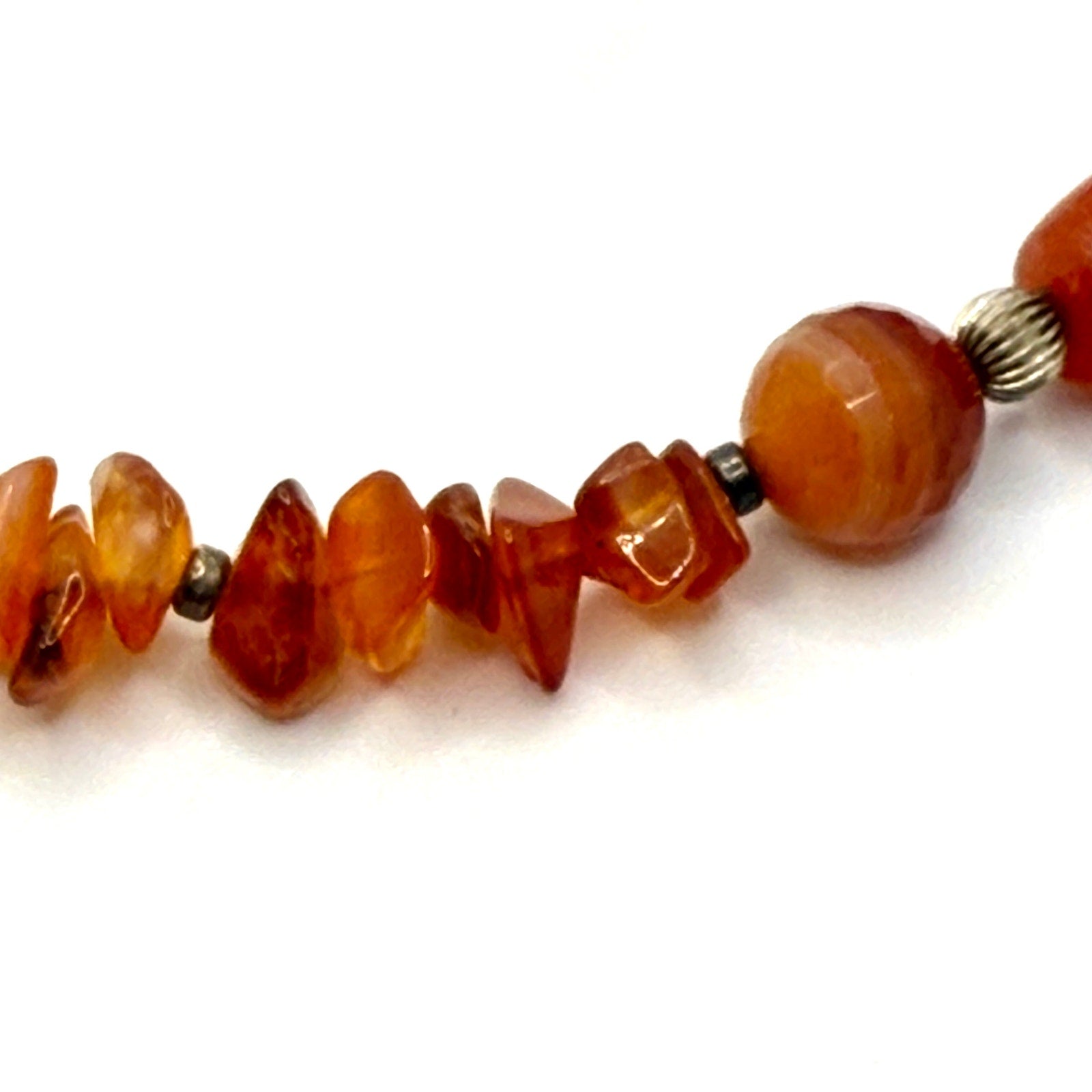 Vintage 90s Carnelian Orange Mixed Bead Slab Station Statement Necklace