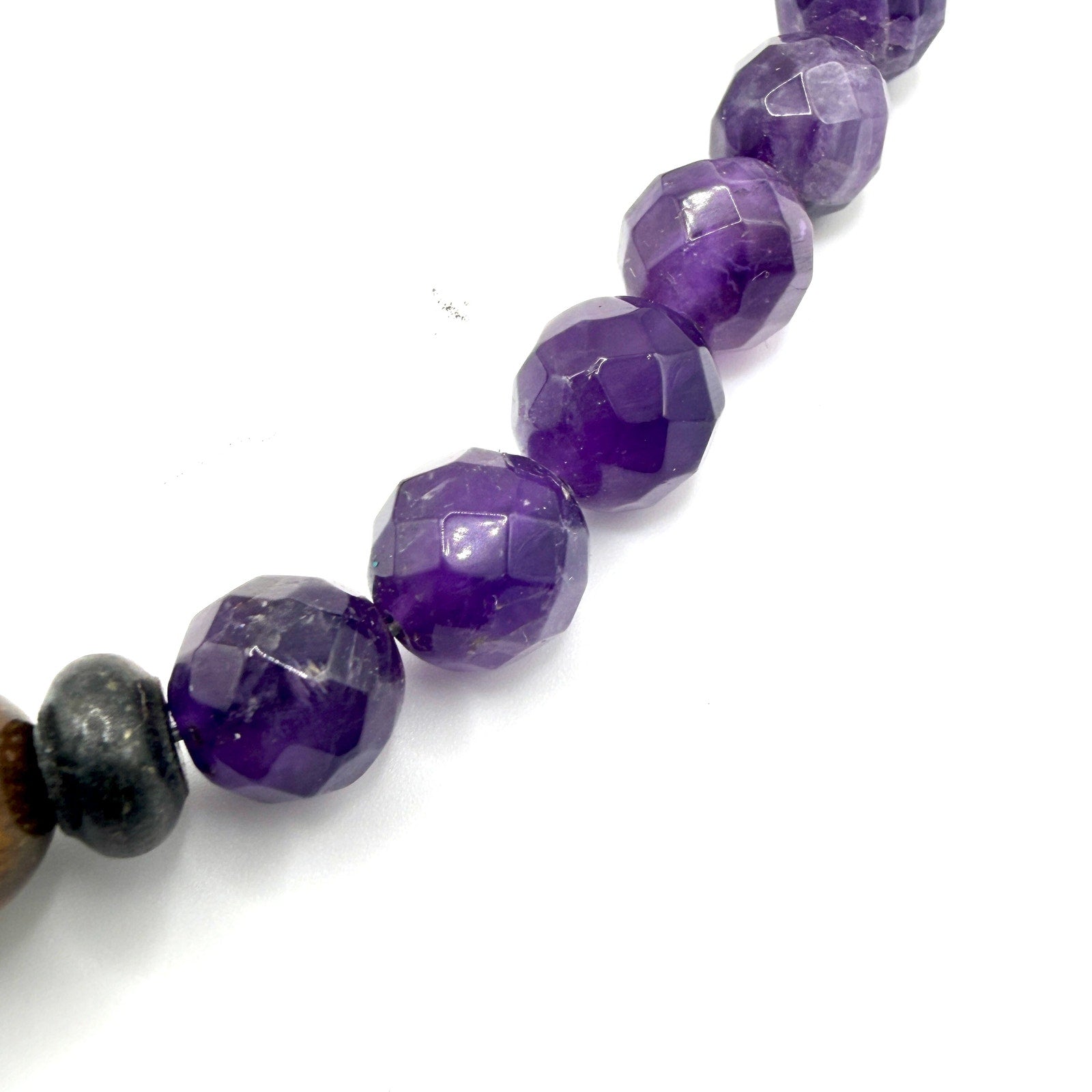 Vintage Y2K Purple Amethyst Turquoise Tiger Eye Boho Statement Bead Necklace