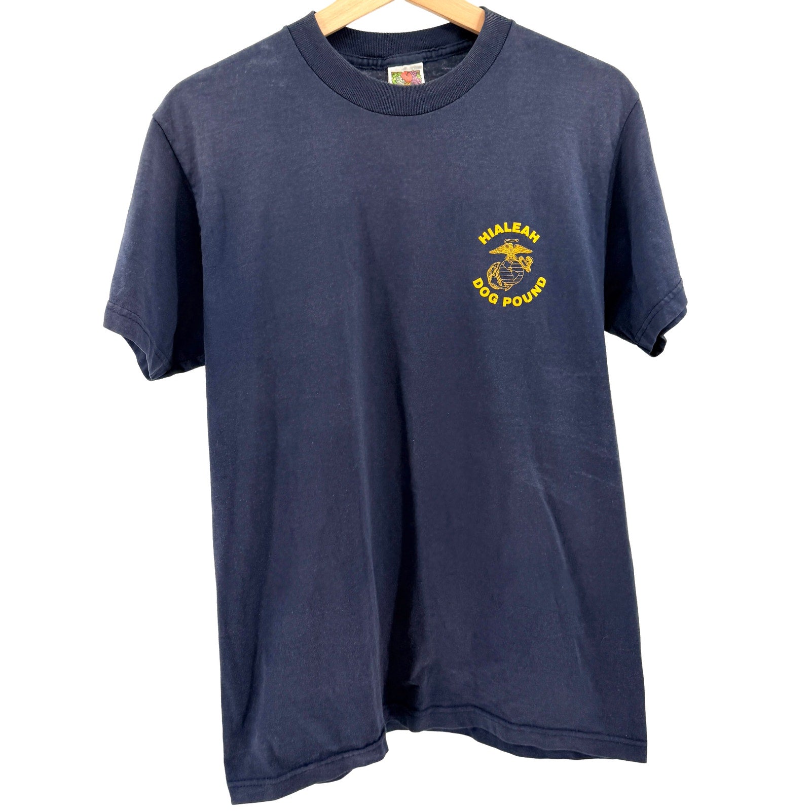 Vintage 90s Fruit of the Loom Navy Marines Hialeah Dog Pound Graphic T-Shirt