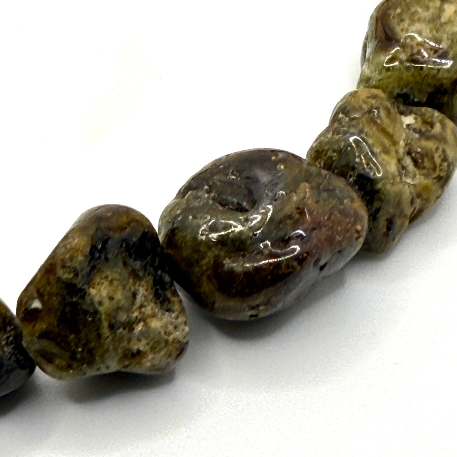 Vintage 90s Olive Brown Andradite Garnet Nugget Sterling Toggle Necklace