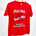 Y2K Miami Dade Police Red Drug Free Graphic 100% Cotton T-Shirt