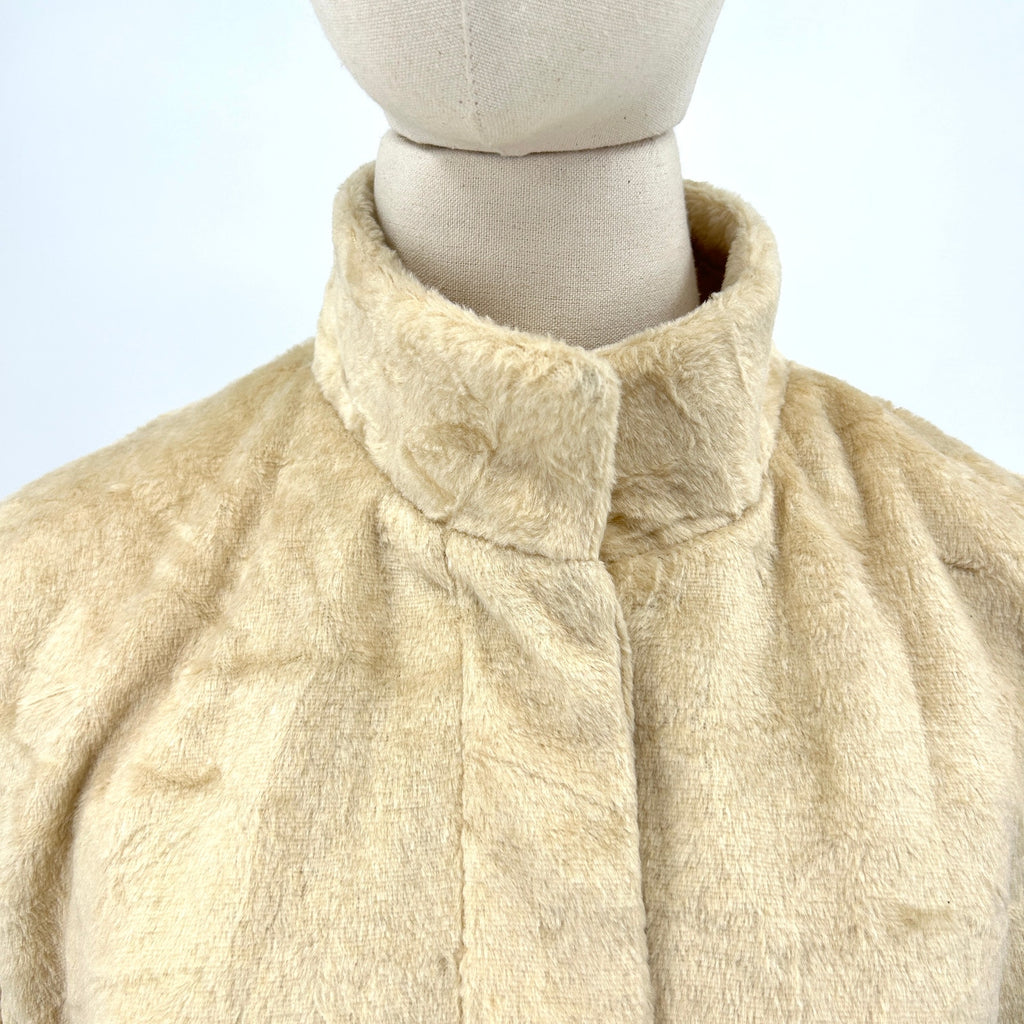Vintage 90s Alpine Studio Cream Faux Fur Longline Winter Coat