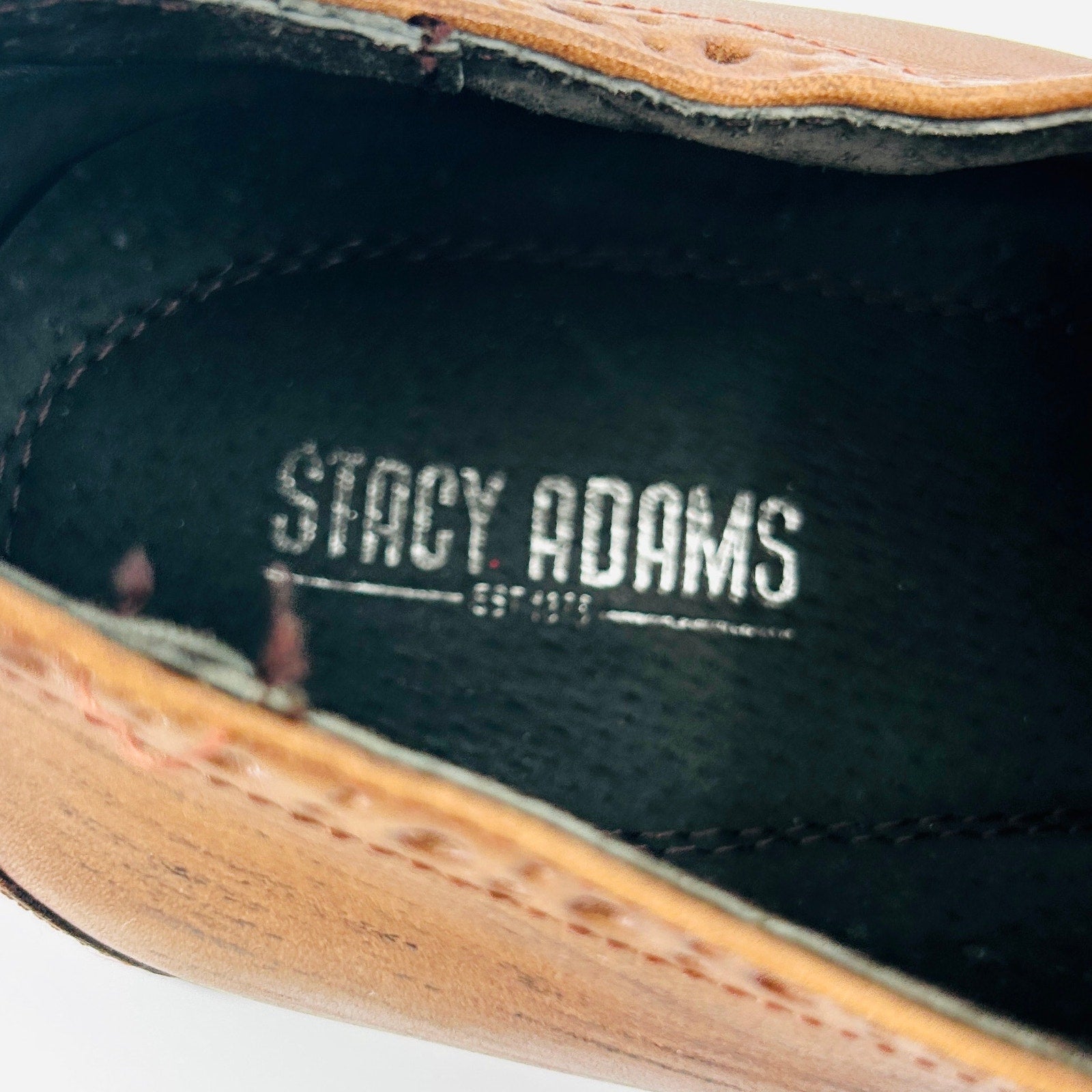 Stacy Adams Brown Tan Leather Wingtip Brogue Oxford Dress Shoes