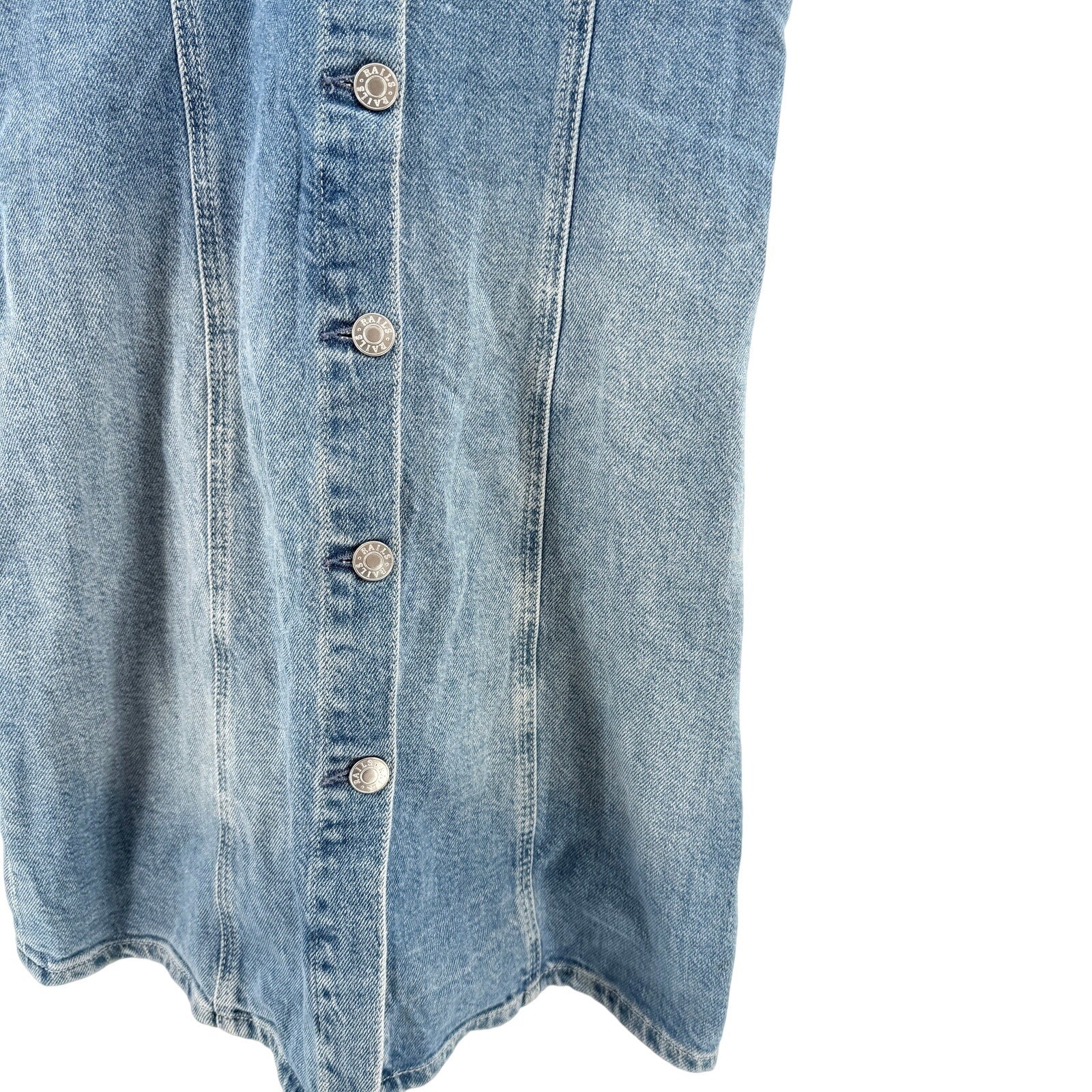 Rails Blue 100% Cotton Button Front Short Sleeve Denim Mini Dress