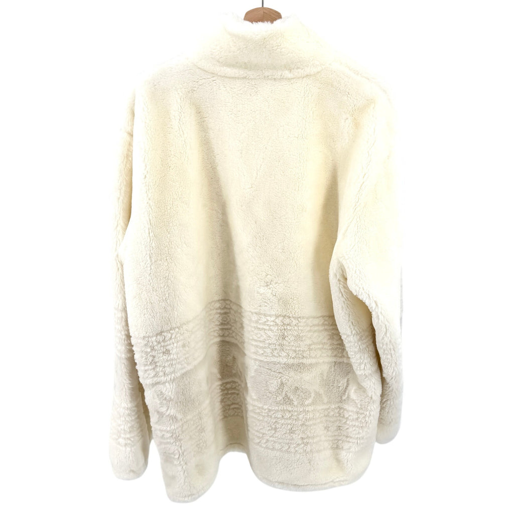 Vintage 90s Coastlines Cream Faux Fur Fair Isle Sheared Horse Zip Up Jacket