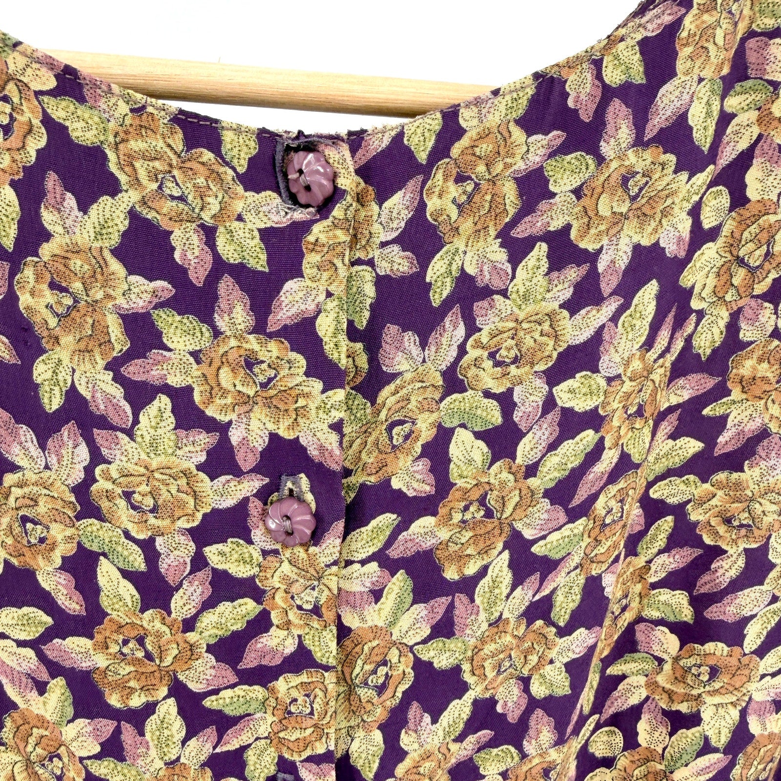 Vintage 90s Karin Stevens Purple Rayon Romantic Cottagecore Midi Dress