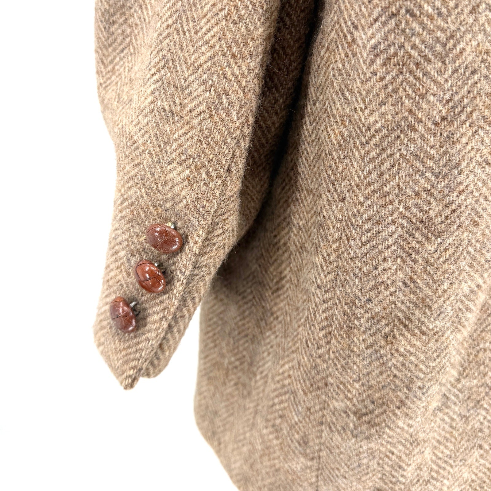 Vintage 80s Anderson Little Tan 100% Wool Herringbone Tweed Blazer Jacket