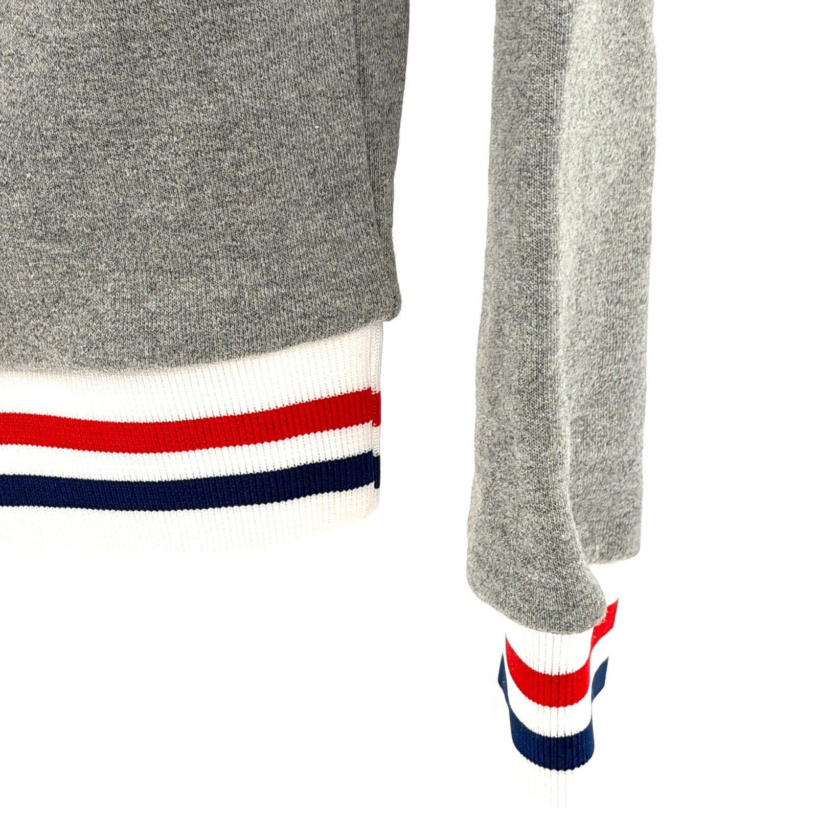 American Apparel Heather Gray Striped Trim Scoop Neck Cropped Sweatshirt