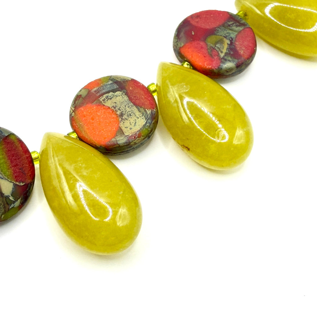 Vintage Tibetan Yellow Jasper Monkey Dragon Vein Agate Pendant Necklace