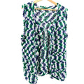 Vintage 70s Green Blue White Acrylic Crochet Vest