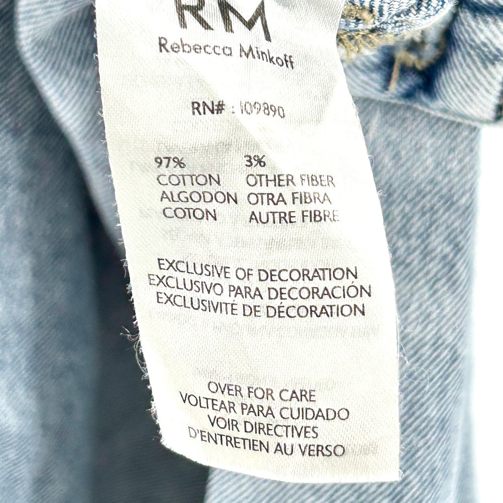 Rebecca Minkoff Light Blue Acid Wash Deconstructed Denim Midi Skirt