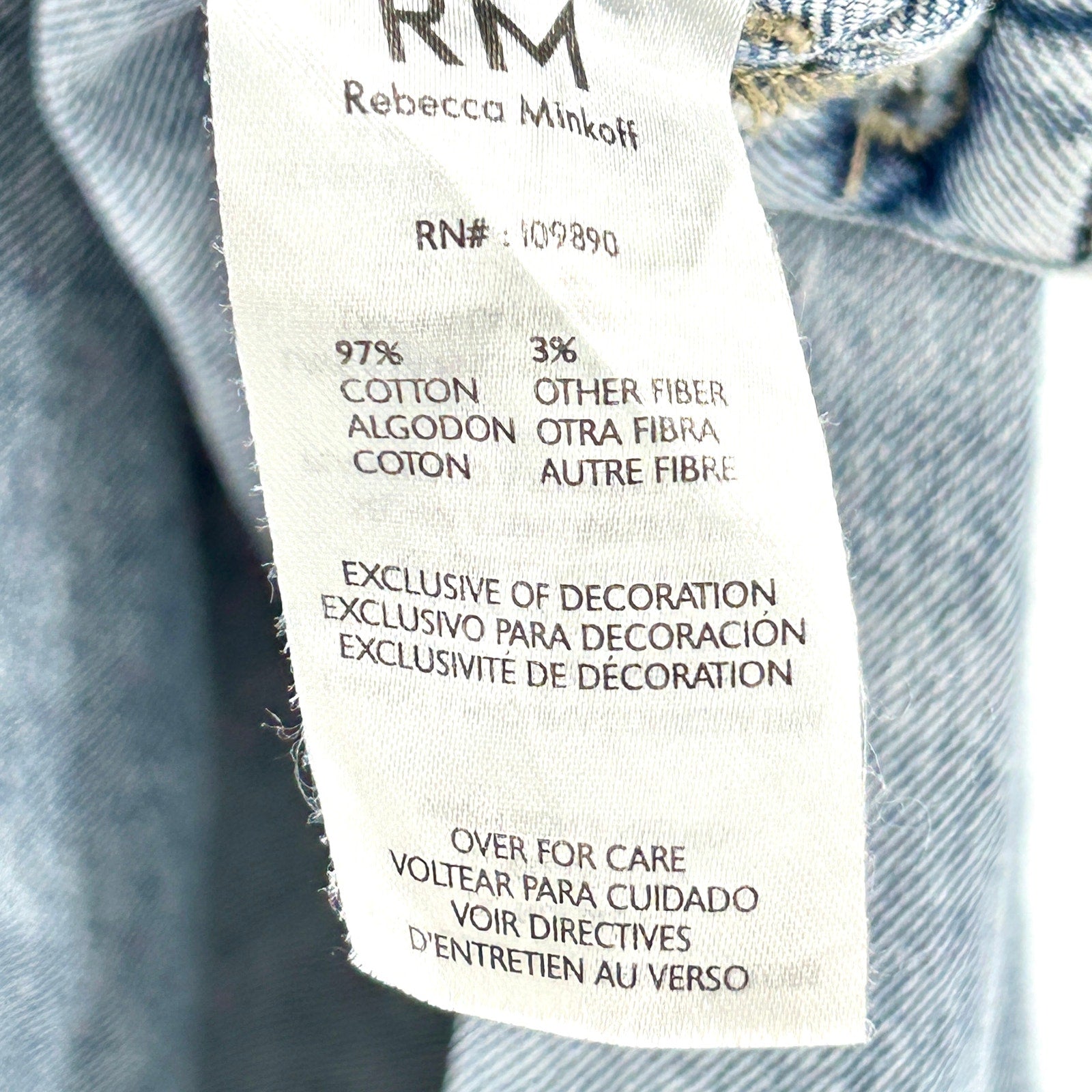 Rebecca Minkoff Light Blue Acid Wash Deconstructed Denim Midi Skirt