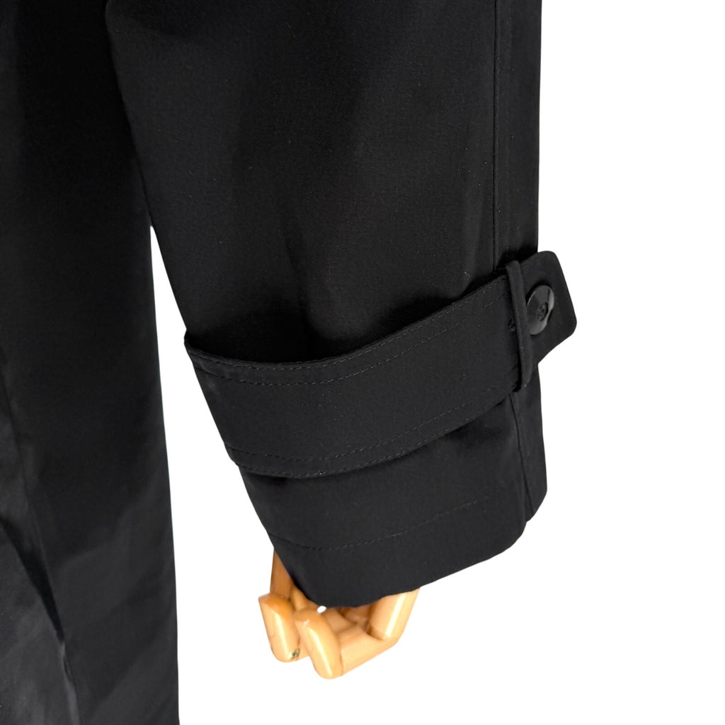 Vintage 90s Gallery Black Minimalist Hooded Duster Raincoat Trench Jacket
