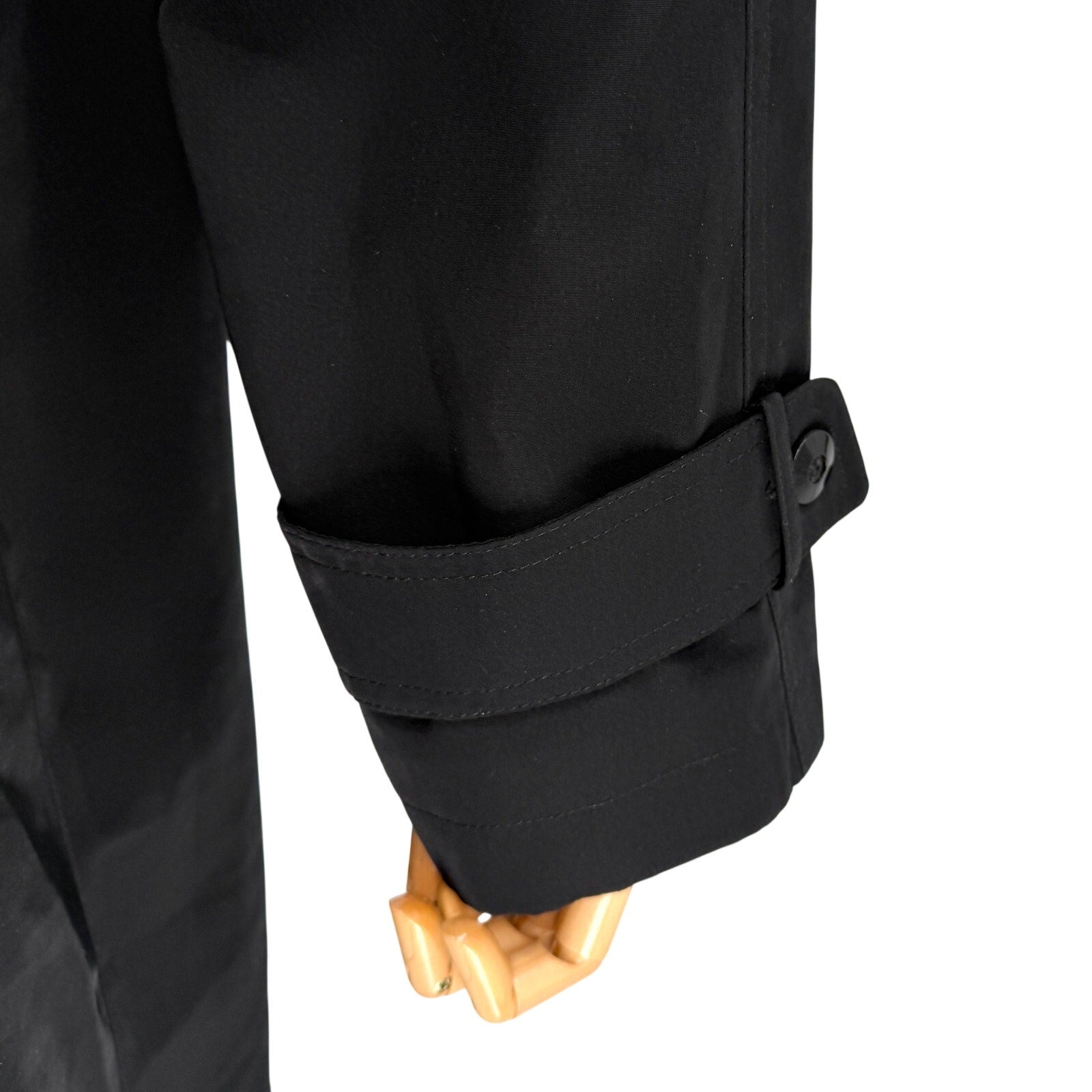 Vintage 90s Gallery Black Minimalist Hooded Duster Raincoat Trench Jacket