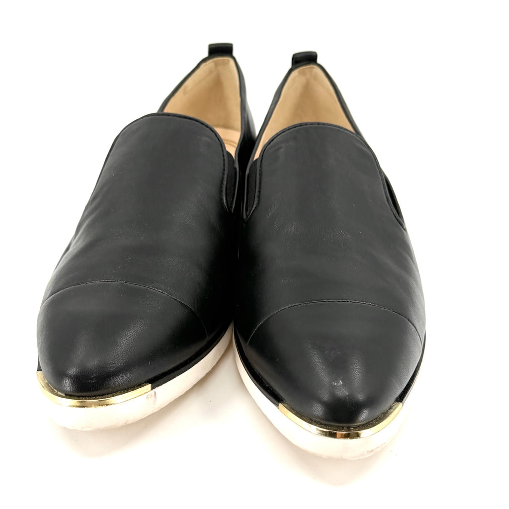 Cole Haan Grandseries Black Genuine Leather Cap Toe Slip-on Sneakers