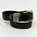 Vintage 90s Brighton Black Genuine Leather Silver Buckle Belt