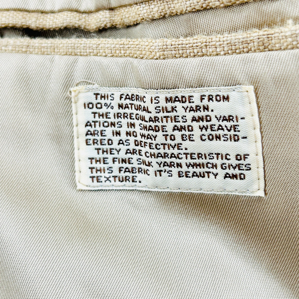 Vintage 90s Arnie 100% Woven Silk Tan Textured Minimalist Casual Menswear Blazer
