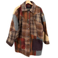 Vintage 90s Sacred Threads Brown Patchwork 100% Wool Plaid Shacket Car Coat