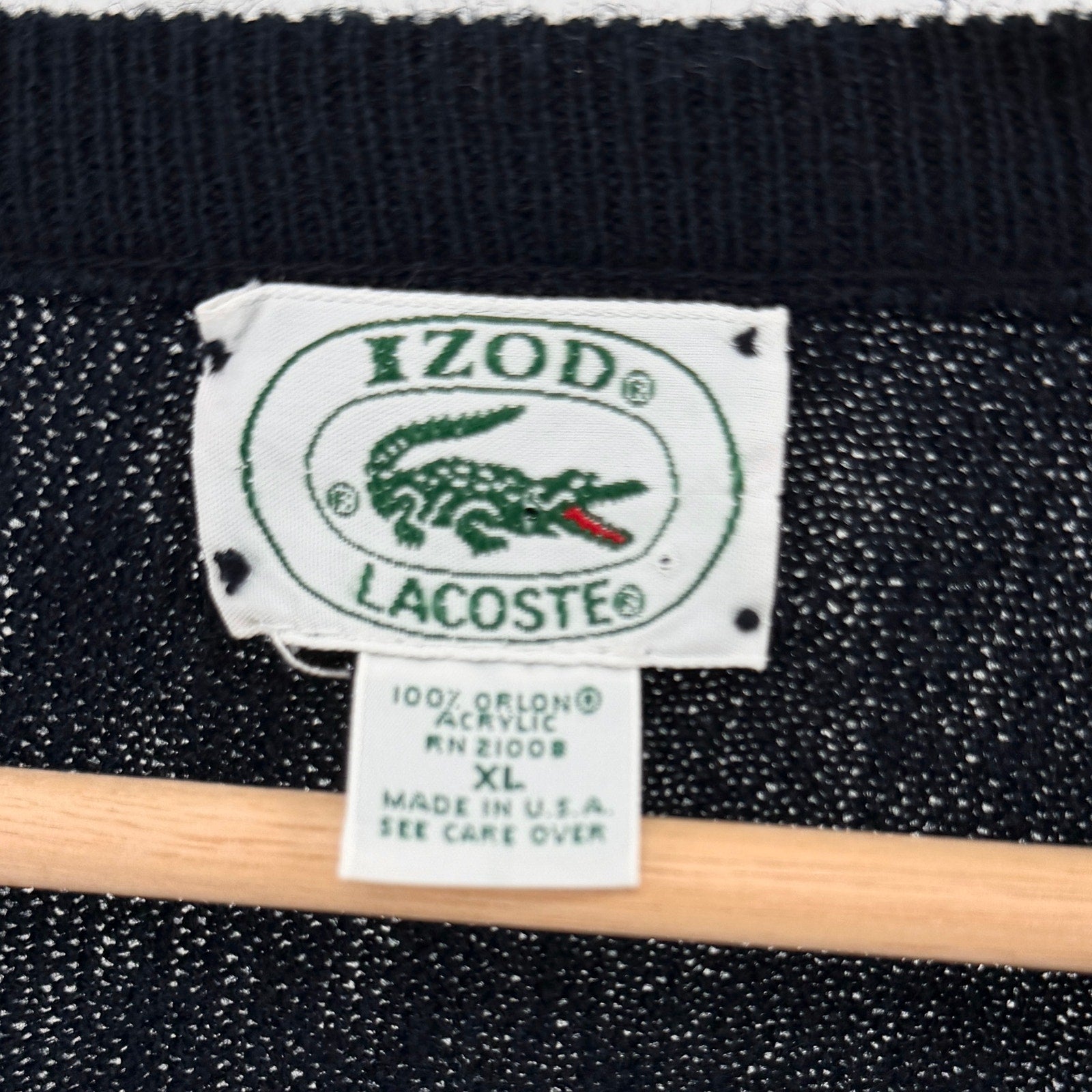 Vintage 80s Izod Lacoste Navy Blue V-Neck Orlon Acrylic Sweater