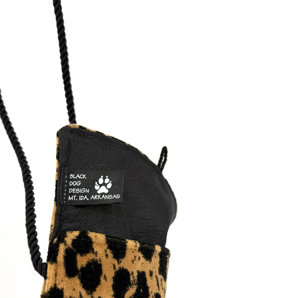 Black Dog Design Velvet Leopard Animal Print Shoulder Envelope Mini Purse
