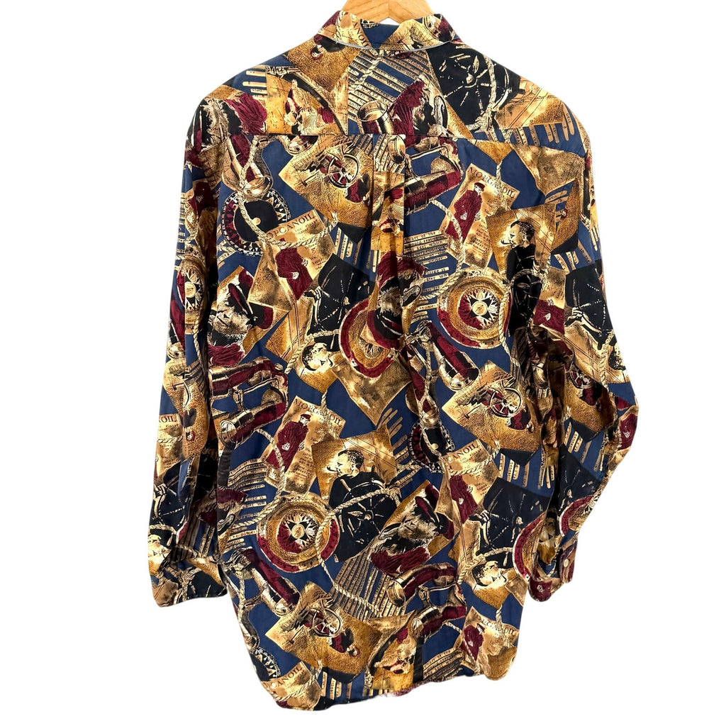 Vintage 90s Tommy Hilfiger Navy 100% Cotton All Over Print Nautical Shirt