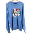 Vintage 90s Pivot Sportware Blue 100% Cotton Novelty Golf Crewneck Sweater