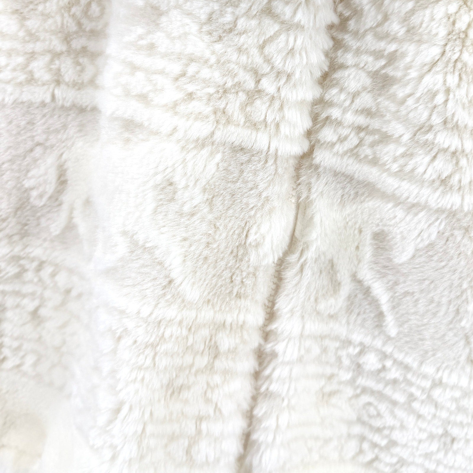 Vintage 90s Coastlines Cream Faux Fur Fair Isle Sheared Horse Zip Up Jacket