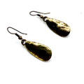 Vintage 80s Bronze Molten Brutalist Solid Metal Dangle Earrings