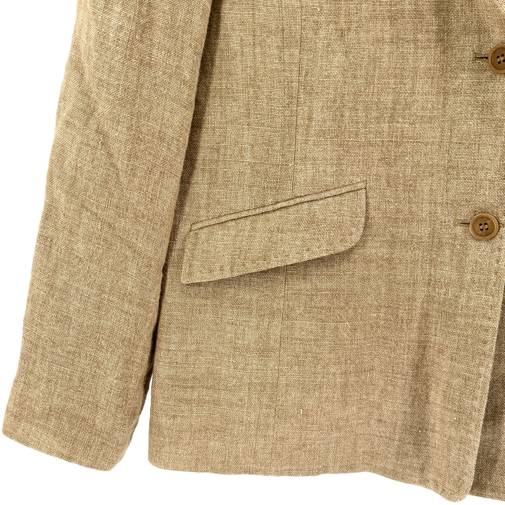 Vintage Y2K Alfani Khaki 100% Linen Fitted Blazer Jacket