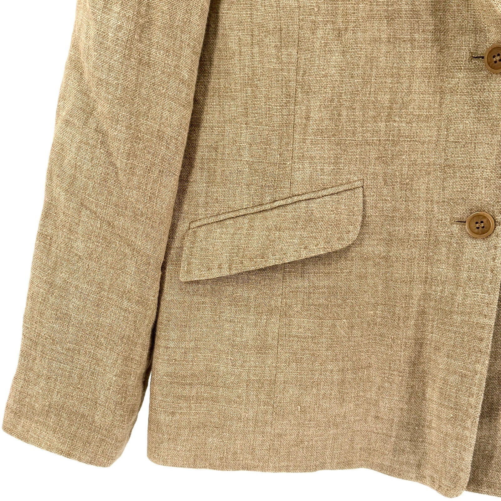 Vintage Y2K Alfani Khaki 100% Linen Fitted Blazer Jacket