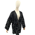 Vintage 90s Nadya Black Gray Ikat Reversible Asymmetrical Jacket