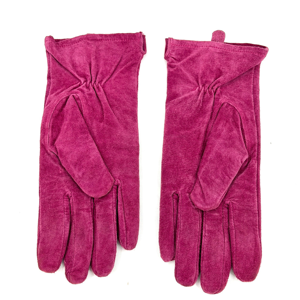 Vintage Y2K Magenta Pink Genuine Leather Suede Lined Gloves