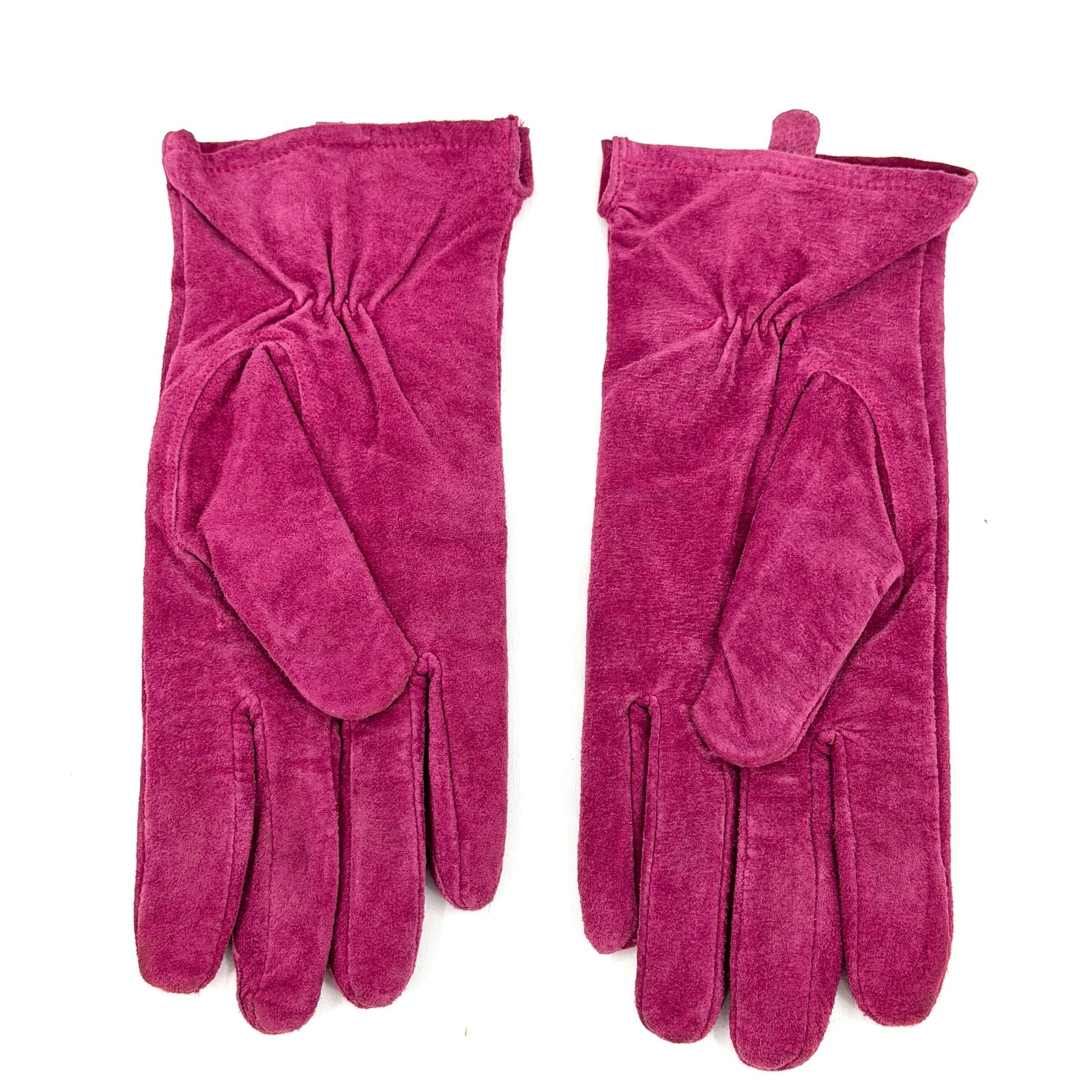 Vintage Y2K Magenta Pink Genuine Leather Suede Lined Gloves