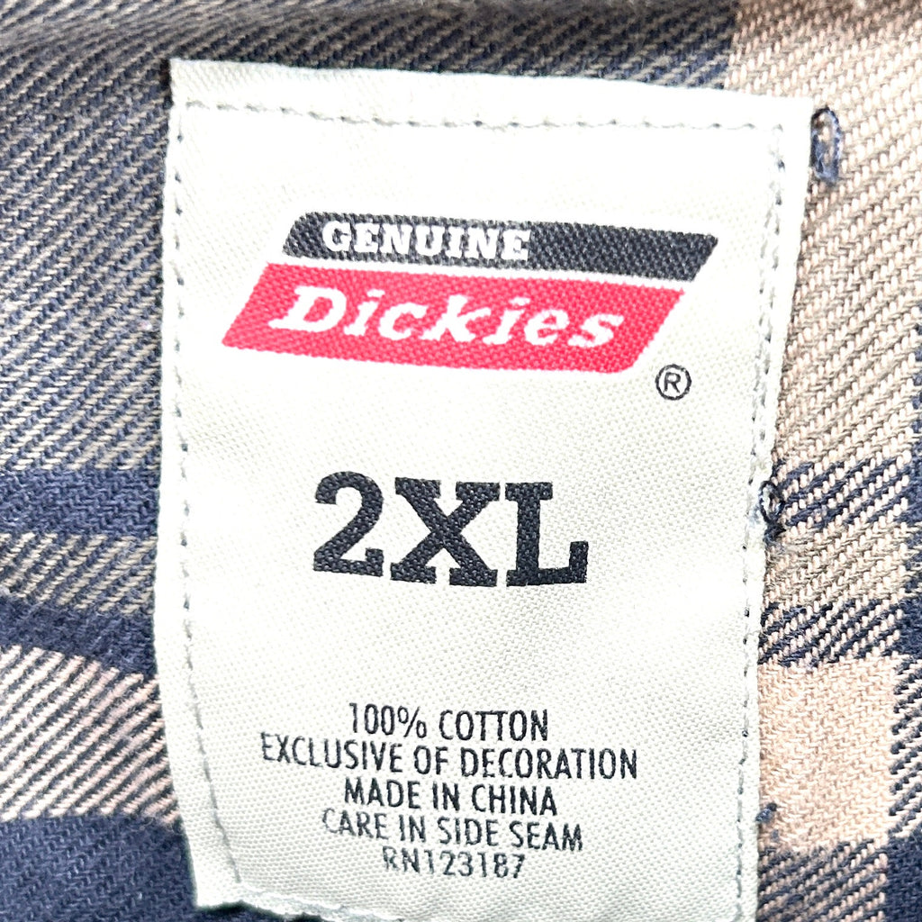 Dickies Green Blue Plaid 100% Cotton Workwear Flannel Shirt