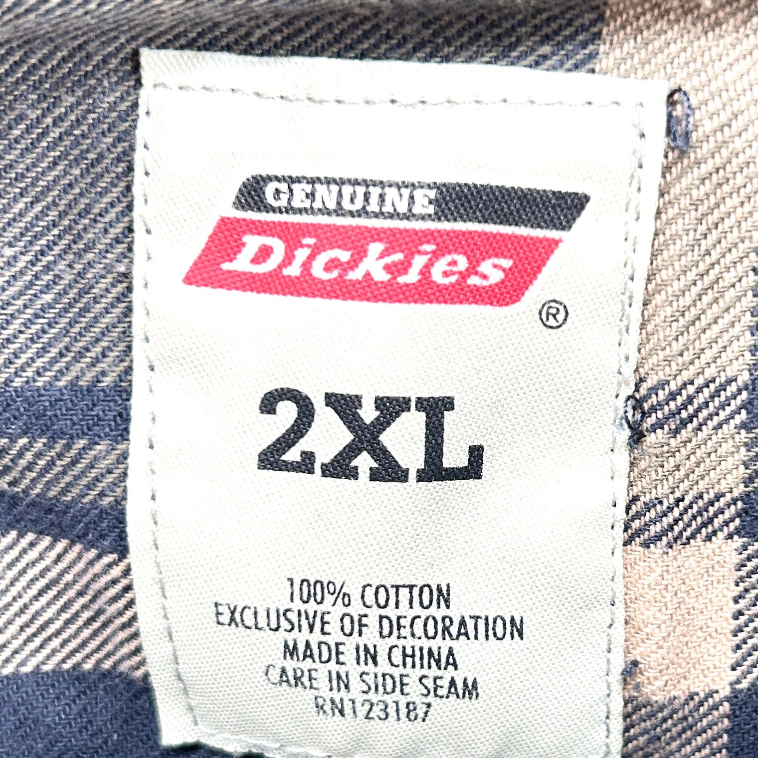 Dickies Green Blue Plaid 100% Cotton Workwear Flannel Shirt