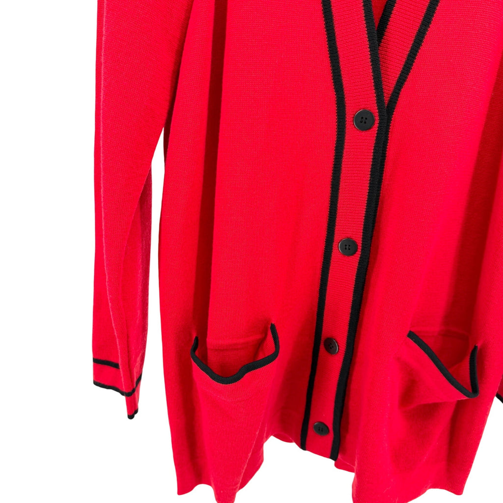 Vintage 90s Linda Allard Ellen Tracy Red 100% Wool Cardigan Sweater