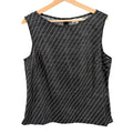 Vintage 90s Tamotsu Charcoal Grey Pinstripe Sleeveless Shell Blouse