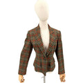 Vintage 80s Le Passe-Partout Olive Wool Plaid Peplum Blazer